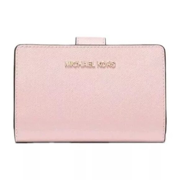 Michael Kors Jet Set Medium Crossgrain Leather Bifold Wallet Pink - Picture 1 of 3